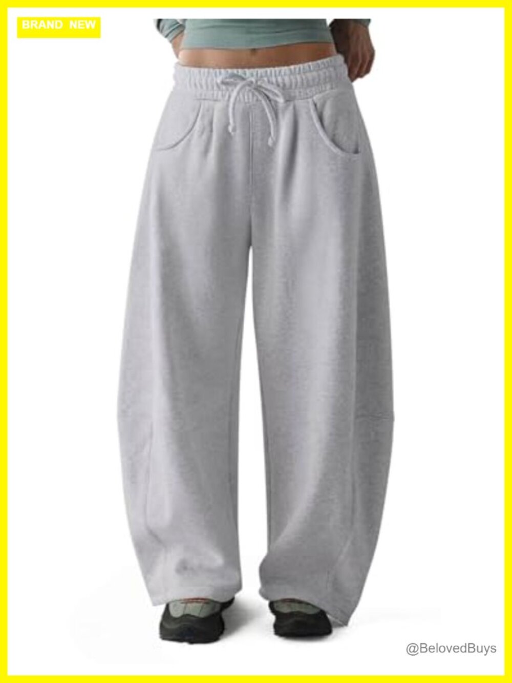 HeSaYep Barrel Leg Sweatpants Fleece Lined Baggy Wide Leg Cotton